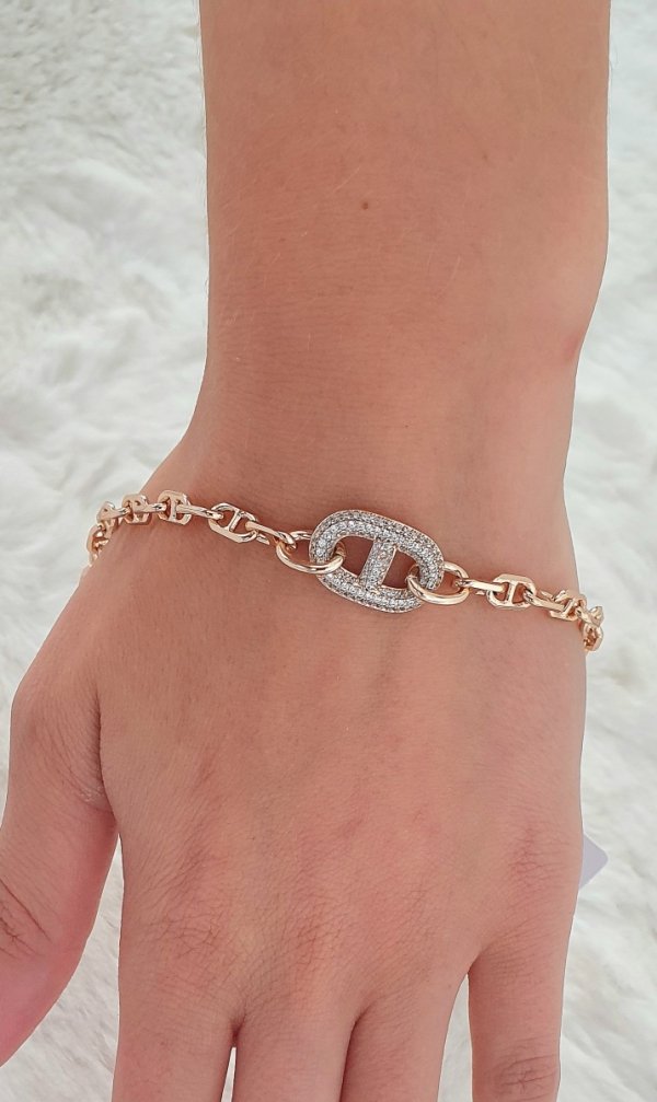 2958 Bransoletka złota cyrkonie 20cm pozłacana 18K Xuping