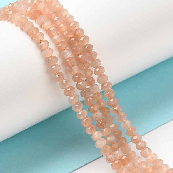 sz74 Kamień słoneczny fasetowany kamień naturalny kula 3mm pasmo 38cm