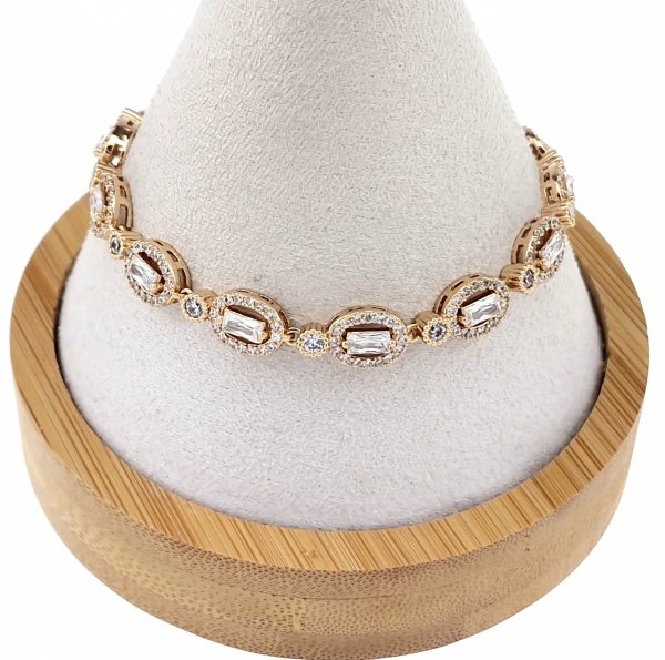 1017 Bransoletka cyrkonie złota 19,5cm pozłacana 18k Xuping
