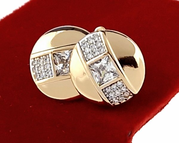 4545 Złote kolczyki cyrkonie pozłacane 18k Xuping wiszące 