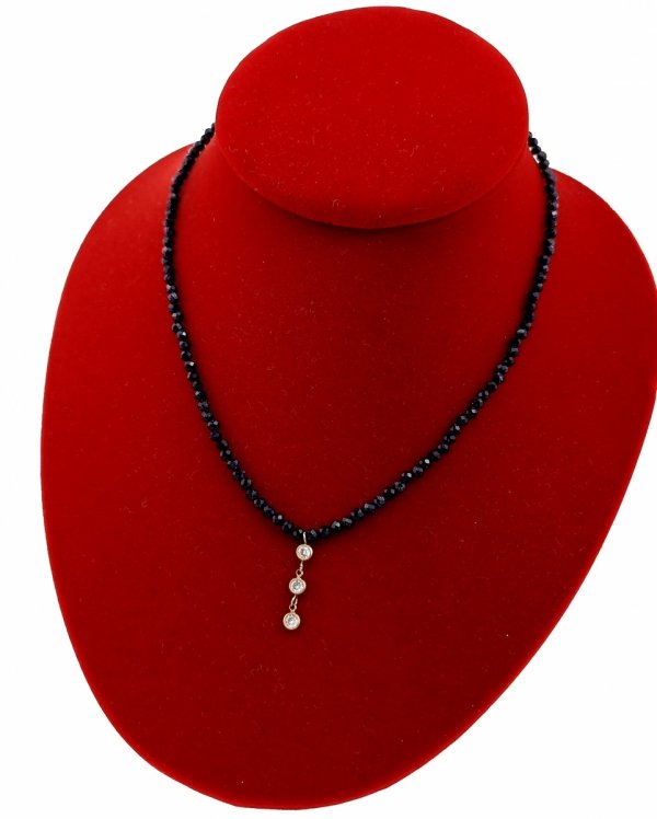 1917k Złoty łańcuszek noc Kairu kamień naturalny 42+5cm stal chirurgiczna nierdzewna naszyjnik