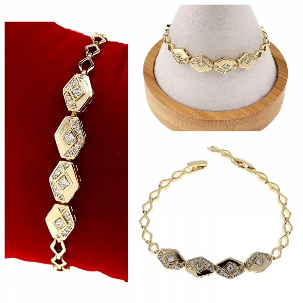 3559 Bransoletka elegancka złota 17+2cm pozłacana 14k Xuping cyrkonie