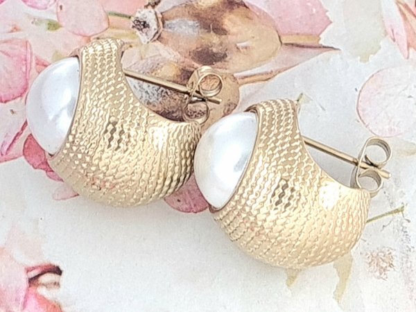 3060 Kolczyki złote stal chirurgiczna wtyczki celebrytki perły