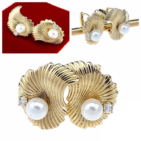 3185b Kolczyki złote pozłacane wiszące 14K Xuping perełka