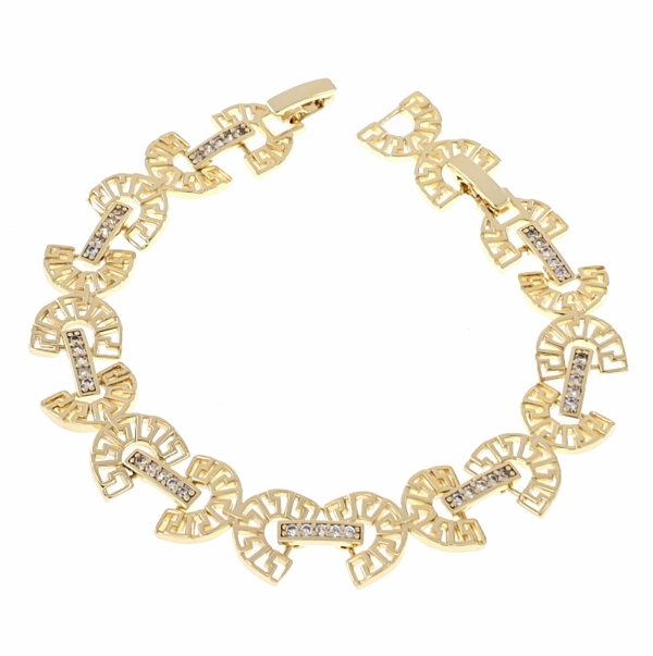 2027 Bransoletka złota elegancka cyrkonie 20cm pozłacana 14k Milan