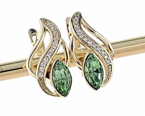 2405a Kolczyki złote pozłacane Austrian Crystal wiszące 14K cyrkonie Xuping 