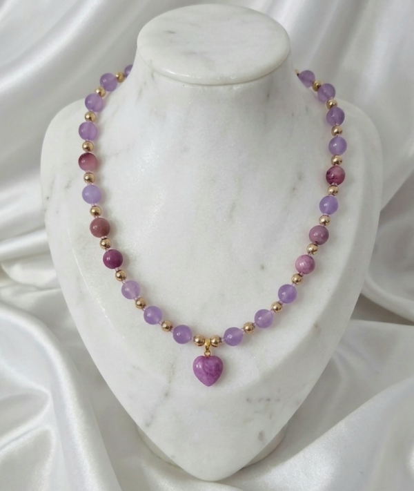 1737h Naszyjnik jadeit kamień naturalny 50+5cm stal chirurgiczna nierdzewna 