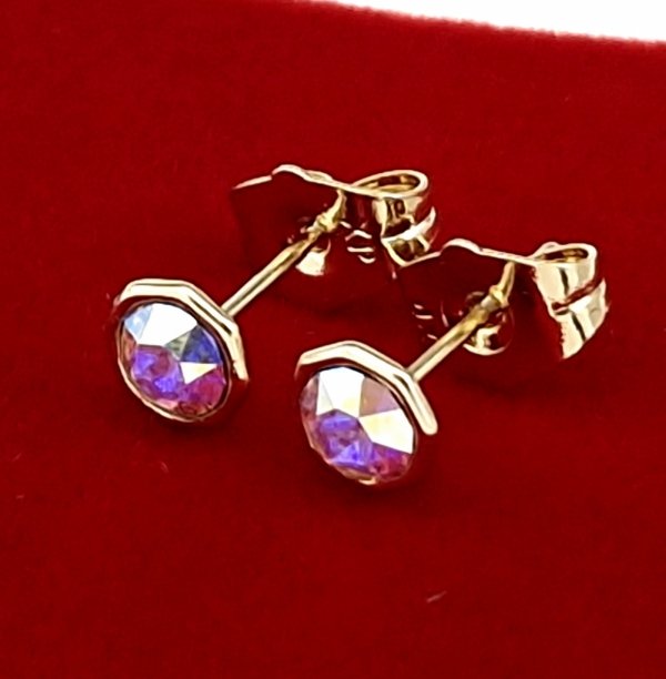 1117b Kolczyki złote pozłacane 14k wtyczki Austrian Crystal