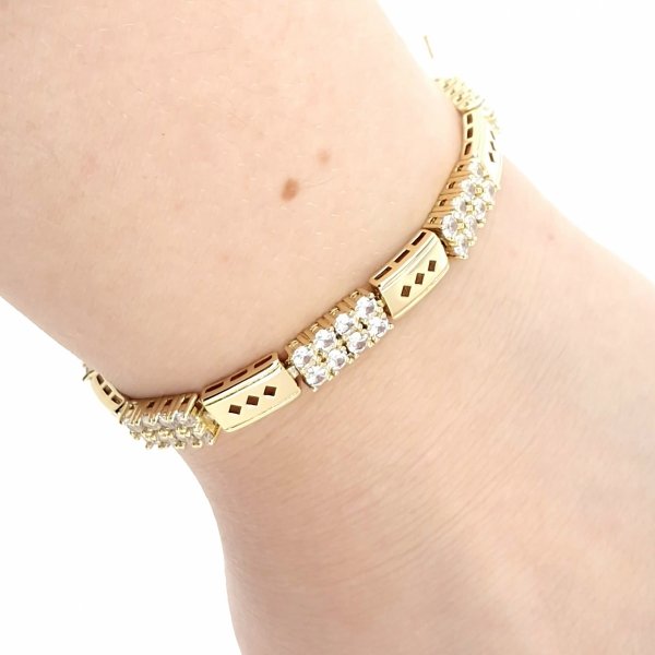 2381a Bransoletka złota elegancka 19cm cyrkonie pozłacana 14k Viki Lady