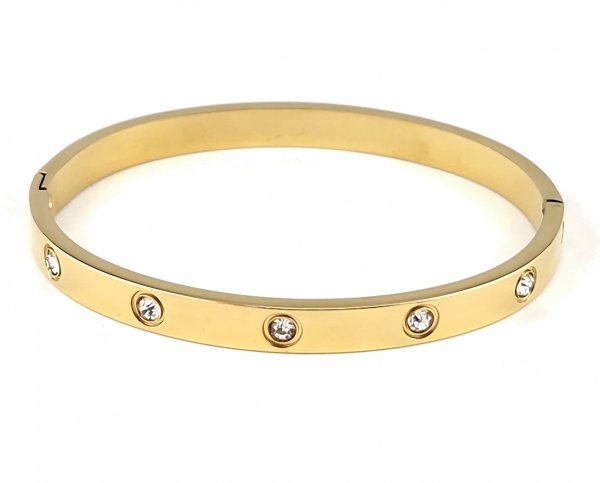 0253 Bransoletka złota 6cm stal chirurgiczna 316L nierdzewna bangla 
