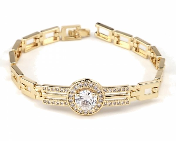 3106 Bransoletka złota elegancka 18cm cyrkonie pozłacana 14k Viki Lady