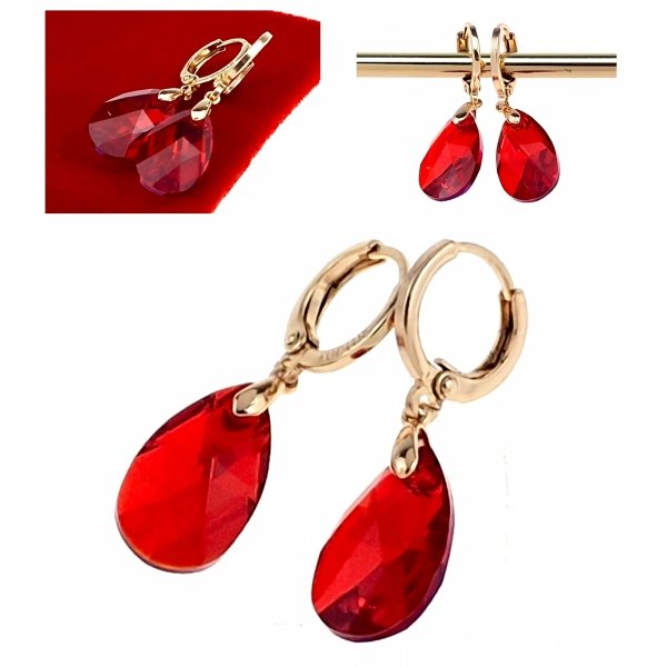 516 Kolczyki złote Austrian Crystal cyrkonia pozłacane 18k Xuping wiszące