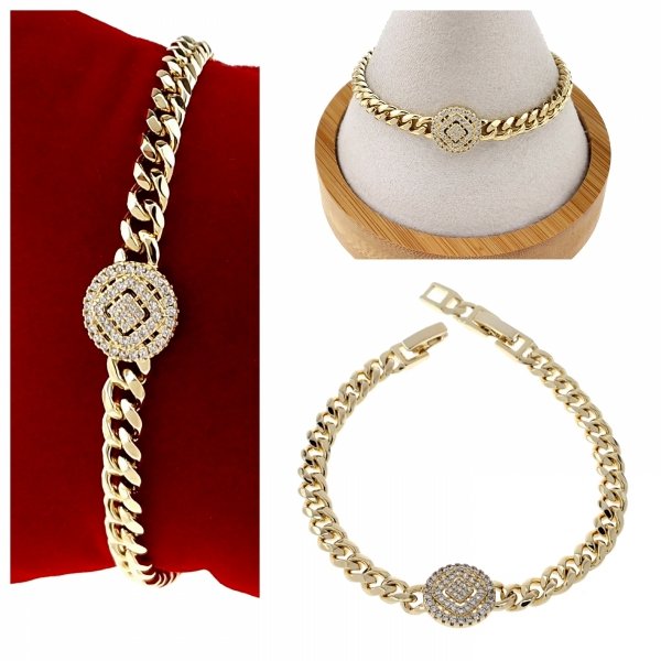 3818 Bransoletka elegancka złota 17+2cm pozłacana 14k Xuping cyrkonie