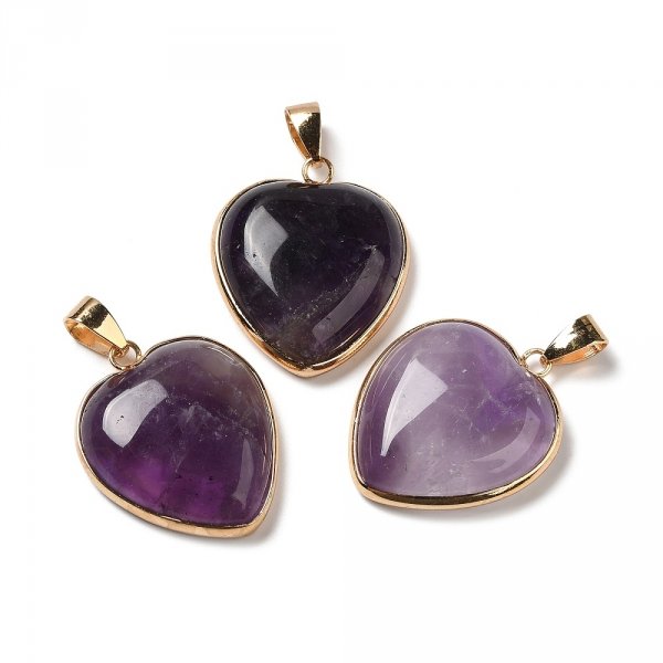 544h Zawieszka ametyst kamień naturalny serce