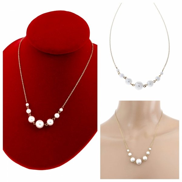 1688 Złoty łańcuszek 45+5 naszyjnik stal chirurgiczna nierdzewna 316L perły