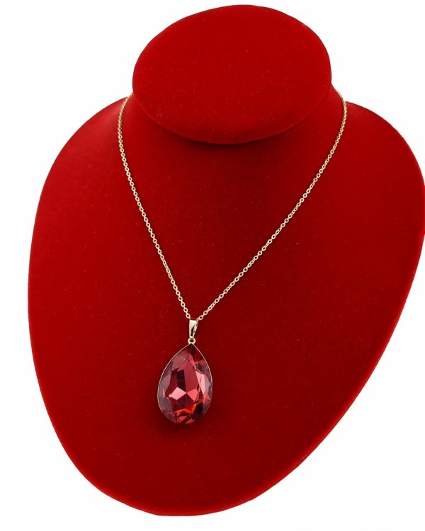 1660 Złoty naszyjnik 40+5cm stal chirurgiczna nierdzewna 316L kryształek Swaro łezka Austrian Crystal