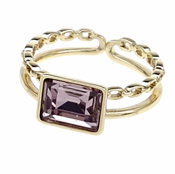 1928f Pierścionek złoty pozłacany 14k cyrkonie Austrian Crystal regulowany