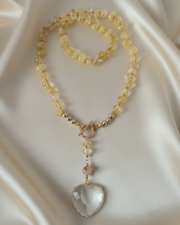 715 Naszyjnik cytryn kamień naturalny 45cm stal chirurgiczna nierdzewna naszyjnik