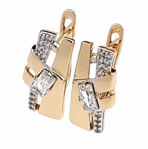 4511 Kolczyki złote cyrkonia pozłacane 18k Xuping wiszące