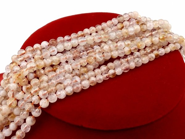 1814 Cytryn kamień naturalny kula 4-5mm sznur 38cm