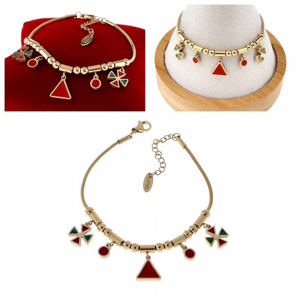 0307 Bransoletka złota 17+3 stal chirurgiczna 316L nierdzewna