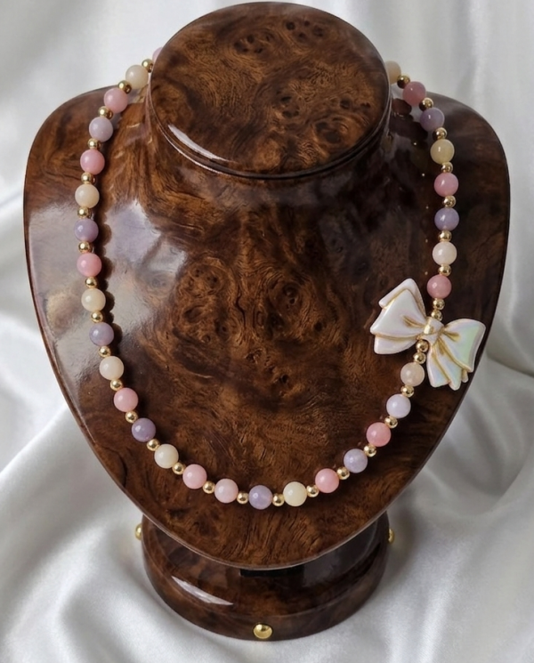 1339 Naszyjnik jadeit kamień naturalny 48+5cm stal chirurgiczna nierdzewna 