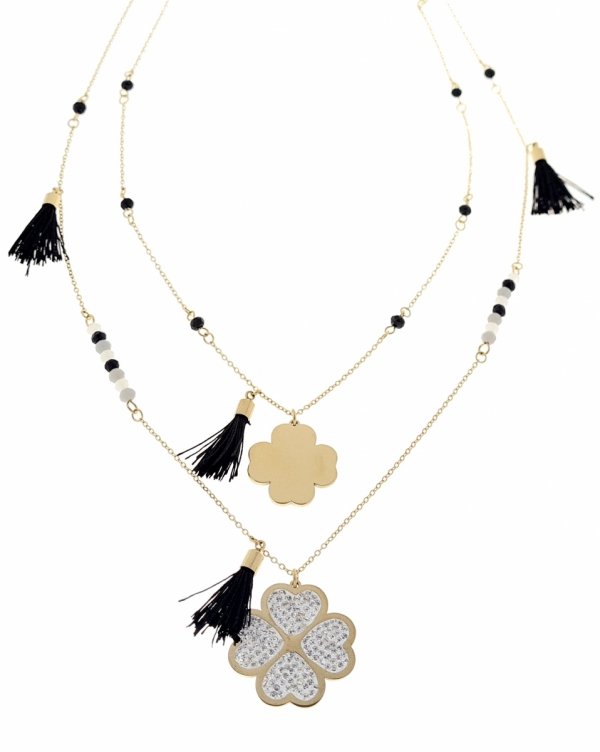 3719b Złoty łańcuszek długi 62+5 naszyjnik stal chirurgiczna celebrytka koniczynka