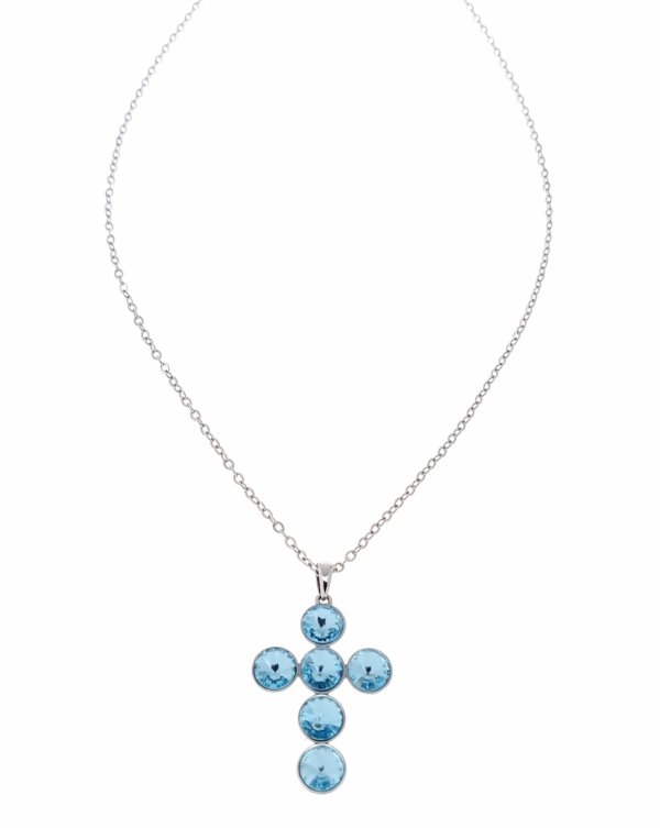 4218 Srebrny naszyjnik 40+5cm pozłacany białym złotem Swaro Austrian Crystal krzyż