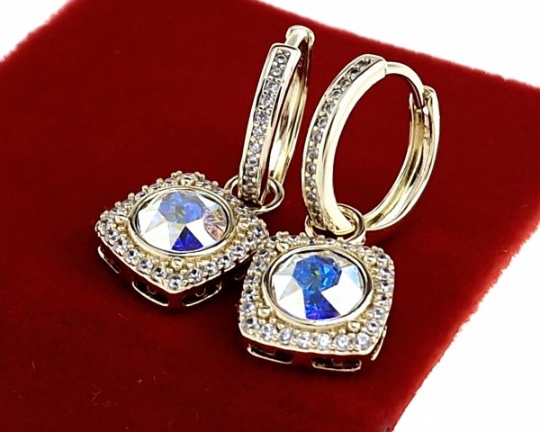 1313 Kolczyki złote pozłacane cyrkonie wiszące 14K Xuping Austrian Crystal