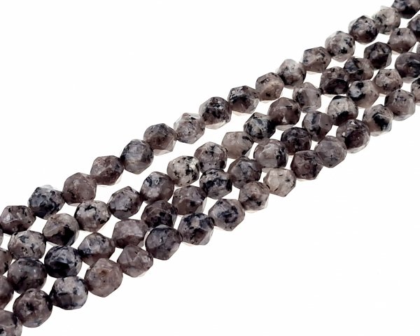 sz22 Barwione naturalne koraliki  jaspis sezamowy, fasetowane, okrągłe z gwiazdowym szlifem, różowo-brązowe, 7~8x6~7,5x6~7,5 mm, otwór: 1 mm, około 48~49 sztuk
