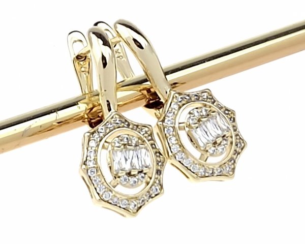 325g Kolczyki złote pozłacane cyrkonie wiszące 14K Xuping 