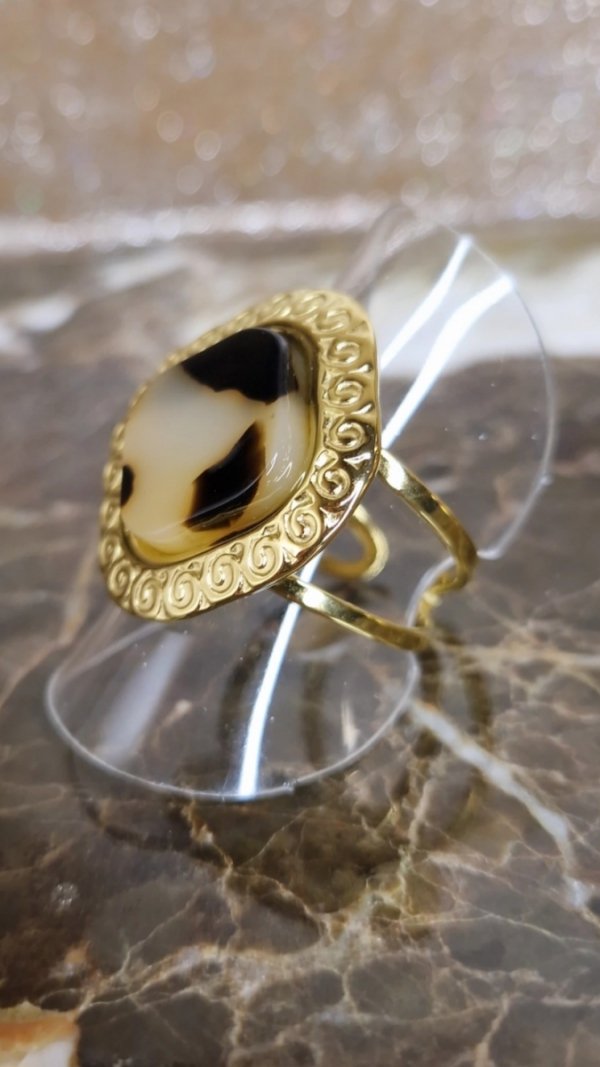 1862d Pierścionek złoty stal chirurgiczna 316L regulowany 