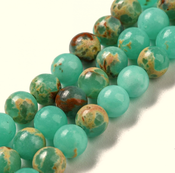 3119 Syntetyczne koraliki z barwionego jaspisu cesarskiego, okrągłe, turkusowe, 4 mm, otwór: 1 mm, około 91 szt./sznur, 14,88''~14,96" (37,8~38 cm)