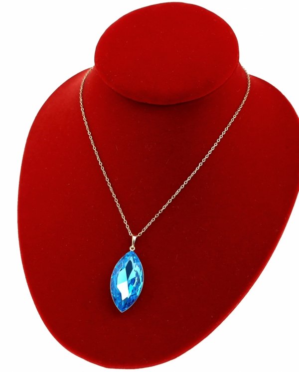 4845 Złoty naszyjnik 40+5cm stal chirurgiczna nierdzewna 316L kryształek Swaro łezka Austrian Crystal