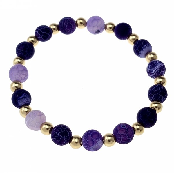 4302 Bransoletka kamień naturalny agat na gumce jubilerskiej