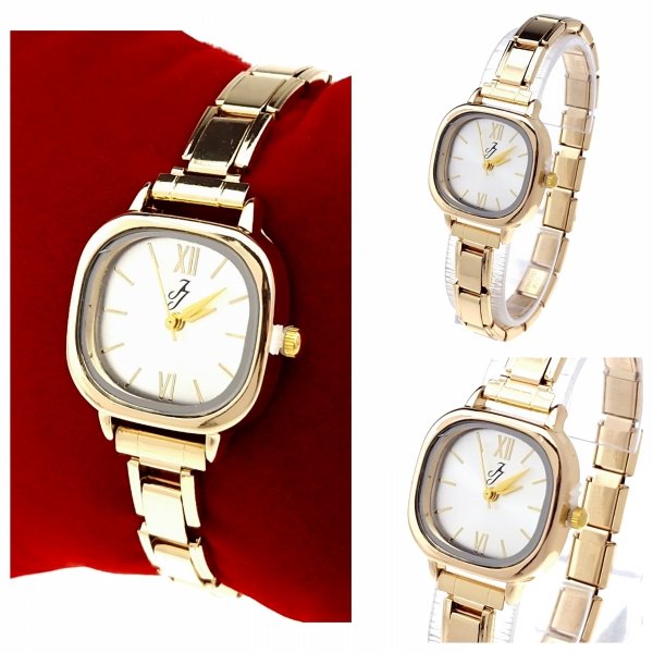 3293 Zegarek złoty na gumce modułowy stal nierdzewna rozciągliwy