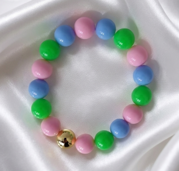 sz244 Bransoletka koraliki akrylowe na gumce jubilerskiej