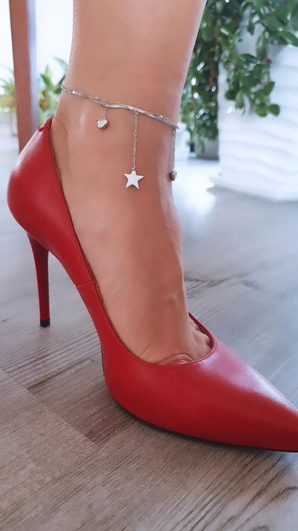 4231 Bransoletka na nogę srebrna 21+5 celebrytka stal chirurgiczna 