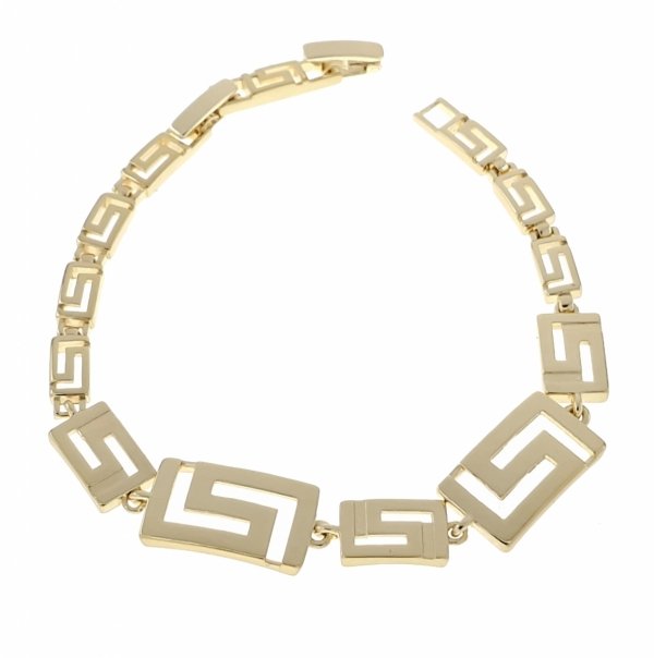 4791 Bransoletka elegancka złota 16+2,5cm pozłacana 14k wzór grecki