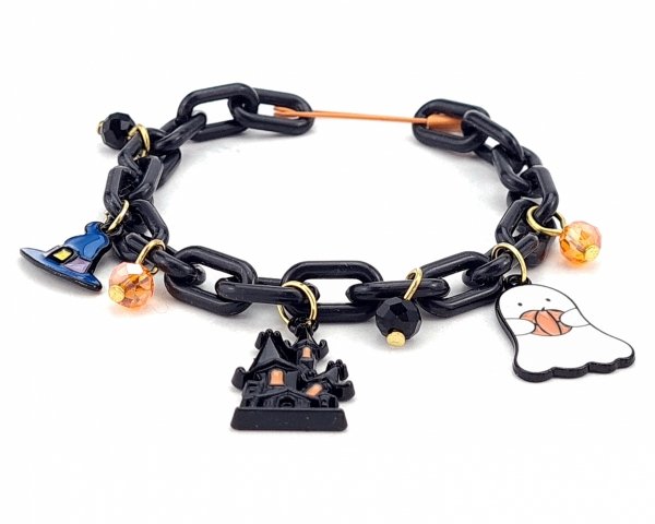 1266k Bransoletka Halloween czarna z agrafką 18,5cm