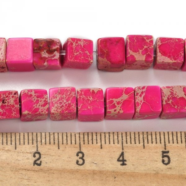 sz190 Jaspis cesarski kamień naturalny, kształt kostki 6x6x6mm