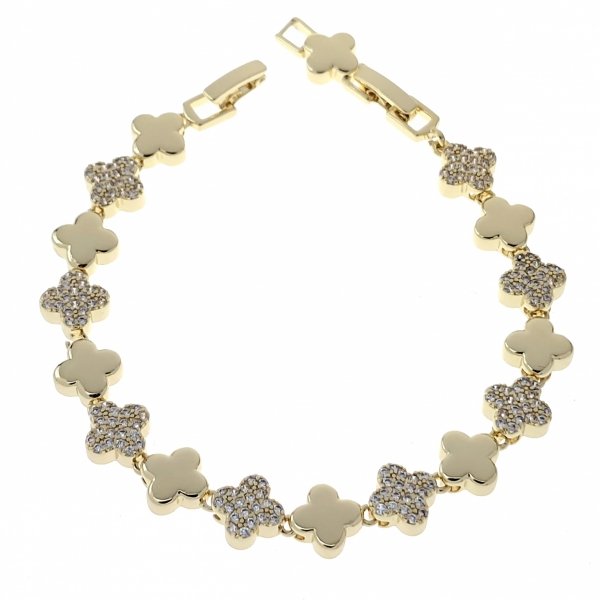 1570d  Bransoletka elegancka złota 17cm pozłacana 14k koniczyna marokańska