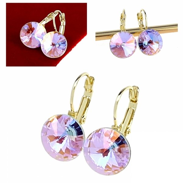 1497 Kolczyki złote Austrian Crystal cyrkonia pozłacane 14k Xuping wiszące