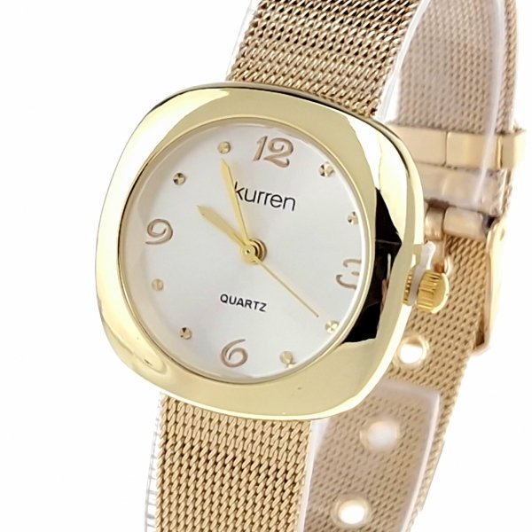 4558Zegarek damski złoty stal chirurgiczna Kurren elegancki klasyk