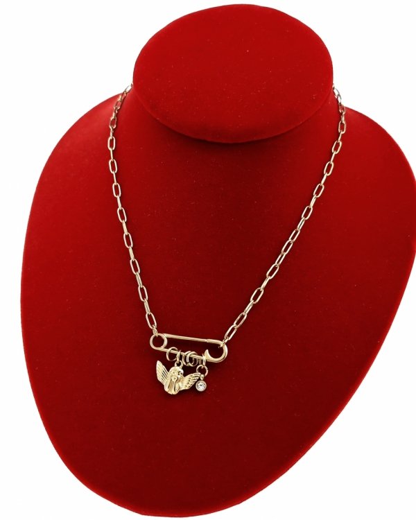 2646 Złoty łańcuszek naszyjnik 40+5cm stal chirurgiczna 316L aniołek