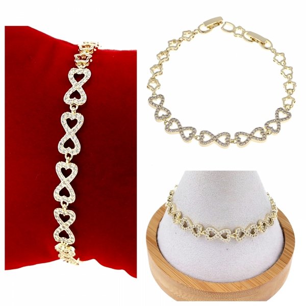 920a Bransoletka złota elegancka cyrkonie 19cm pozłacana 14k Aisadi