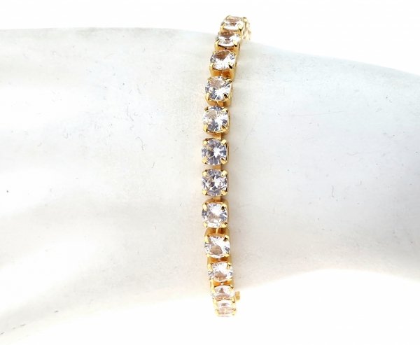 520b Bransoletka elegancka srebrna 18,5cm pozłacana białym złotem 