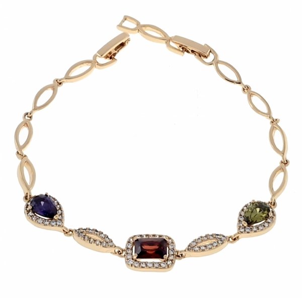 3684 Bransoletka złota cyrkonie 19cm pozłacana 18k Xuping 