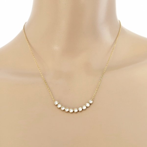 3733k Złoty łańcuszek 43+5 naszyjnik stal chirurgiczna nierdzewna 316L cyrkonie