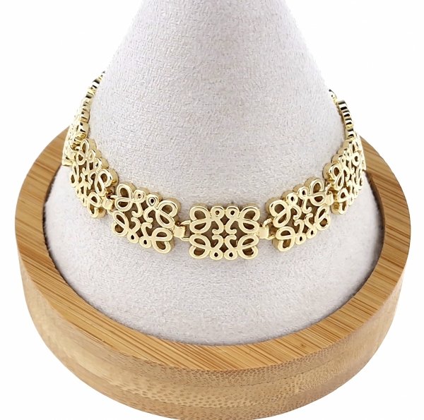 1293 Bransoletka złota elegancka 18,5cm pozłacana 14k ażurowa apartowska